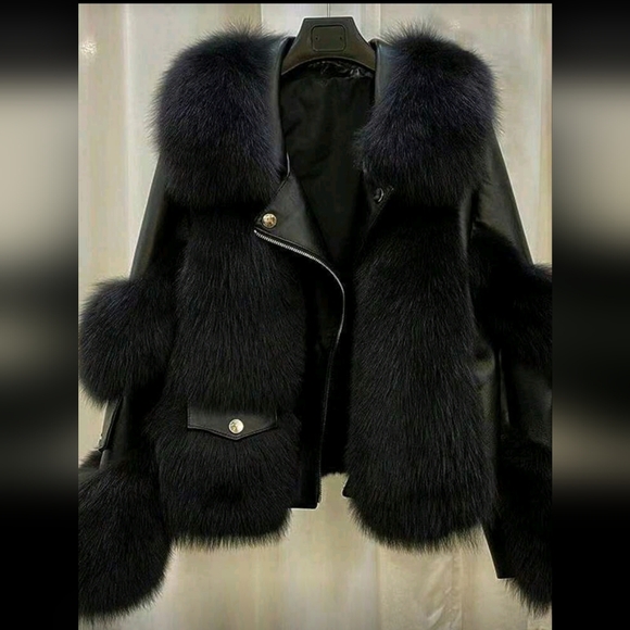 Winter New Fashionable Fox Fur Short Jacket, Youthful Coat Temperament Motorcycl - Picture 1 of 2